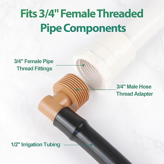 RedChili 1/2 Inch Drip Irrigation Fitting To 3/4 Inch Male Hose Threaded Adapter, 10 Pack PVC To Drip Irrigation Elbow Adapter With 3/4" Male Pipe Thread(MPT) x 1/2" Barbed Connectors