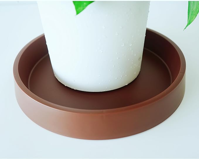 Plant Saucer Tray for Ceramic Plastic Pots, 12 inch Plant Saucers for Indoors, Pot Saucers Trays, Bird Bath Bowls, Flower Planter Water Drip Trays for Pots Base (12", Brown)