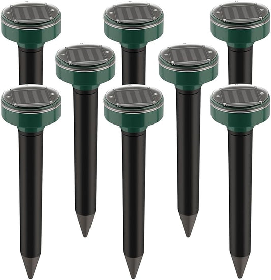 Mole Repellent Solar Powered,8 Pack Vole Repellent Outdoor for Yard,Ultrasonic Deterrent Stakes for Mole,Gopher,Groundhog,Armadillo,Waterproof Chipmunk Repeller for Protect Spring Vegetable Garden