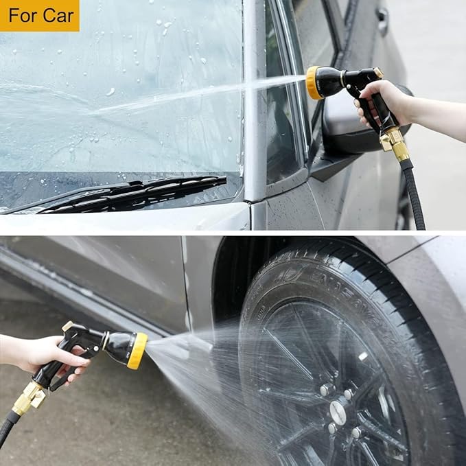 FANHAO Garden Hose Nozzle Sprayer, 100% Heavy Duty Metal Spray Nozzle with 7 Spray Patterns, High Pressure Water Hose Nozzle, Best for Watering Plant & Lawn, Washing Car & Pet