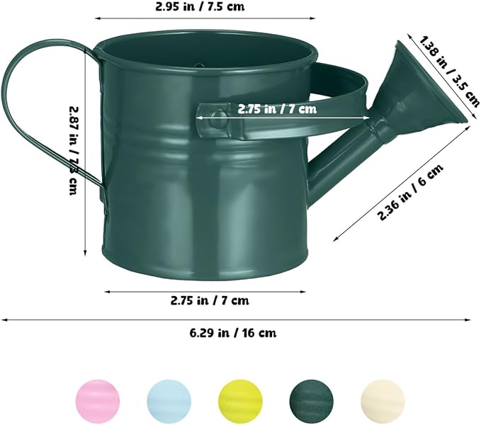 NUOBESTY 5Pcs Mini Kids Watering Can Set, Metal Cans Toddlers Small Long Spout Watering Can for Garden Play, Indoor Balcony Plants, Patio Flowers, Little Hands (Random Colors)