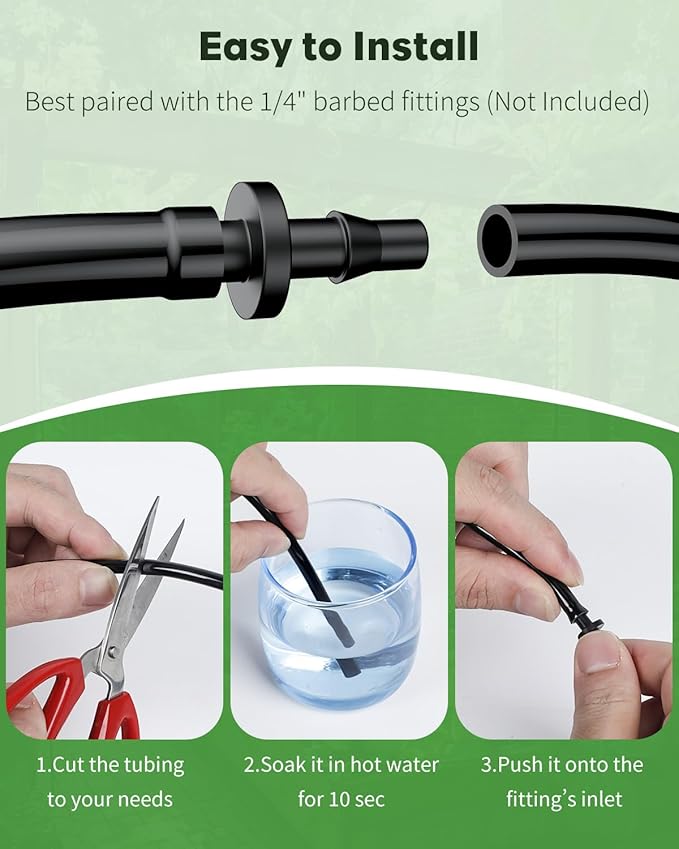 Pawfly 500 ft. 1/4" Drip Irrigation Tubing, Blank Distribution PVC Tubing for Drip Irrigation System, Drip Irrigation Hose Roll for Garden Watering System