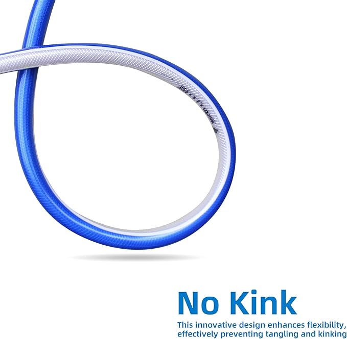 Blue Garden Hose 3/4 in. x 50 ft. -Non Kinking, Leak Free, Flexible, Male to Female Fittings -Heavy Duty Lightweight Durable PVC Water Hose -150PSI Work & 500PSI Burst, for Lawn & Commercial Use