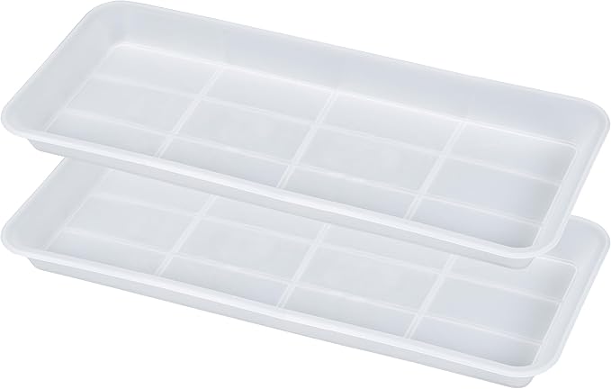 VUWEZ 2 Pack of Plastic Plant Tray Saucer Rectangular 17 18 inch, Planter Trays Saucers for Indoors Outdoor, Plant Water Drip Tray for Flower Pot Planter, Windowsill Trays (7.8 X 17.5'', Clear)