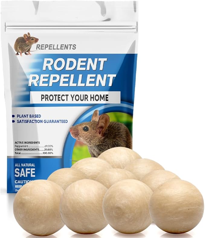 CONKAT Rodent Repellent Indoor, Mice Repellent Indoor, Peppermint Mouse Repellent Outdoor, Rat Repellent, Keep Mice/Rats/Rodents Away from House, Garage, Car Engine, Safe for Kids and Pets – 10 Packs
