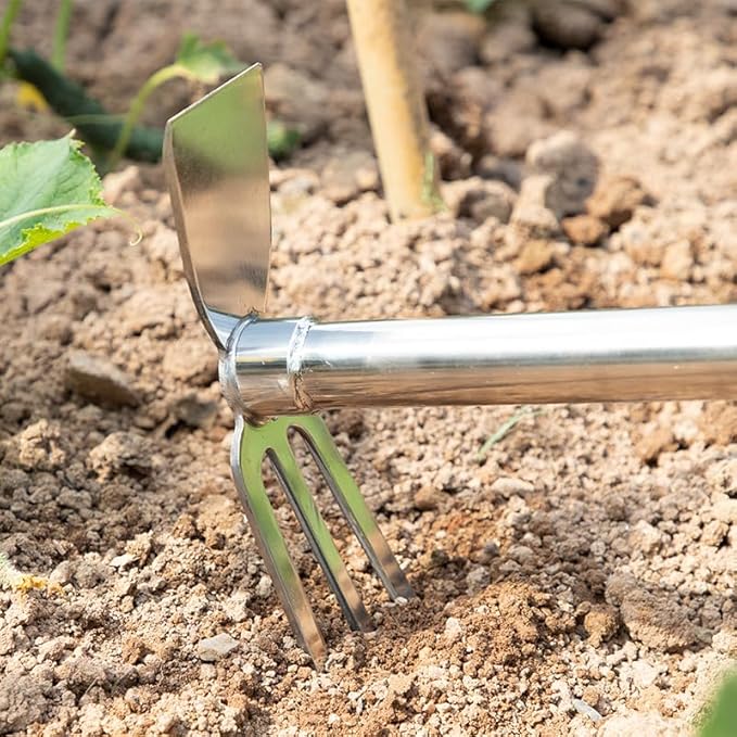 Gardening Rakes Shovel,Digging Hoe Garden Tools 2 in 1 Hoe and Rake,Heavy Duty Stainless Steel Vegetable Flower Planting Digging Gadget (Hoe and Rake)