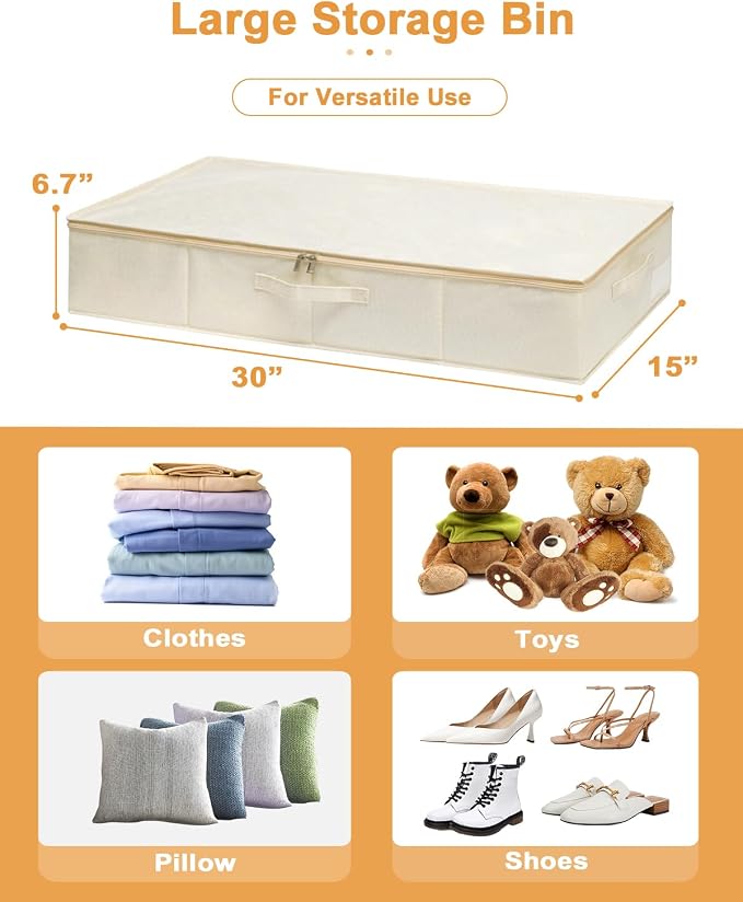 punemi Sturdy Under Bed Wedding Dress Storage Box, 3Pack, Beige