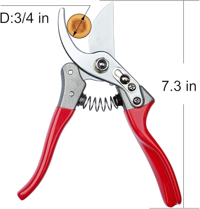 Garden Shears Professional Hand Pruners, Heavy Duty Bypass Pruning Shears (Red)