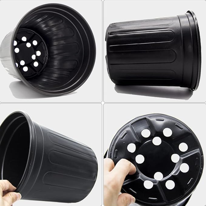 HECTOLIFE 50-Pack 1 Gallon Flexible Flower Plant Nursery Pots, Thickened Soft Plastic Seed Starting Container for Succulents, Seedlings, Cuttings, Transplanting,(Black)