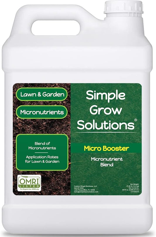 Micronutrient Booster- Complete Plant & Turf Nutrients- Simple Grow Solutions- Garden & Lawn Fertilizer- Grower, Gardener- Liquid Food for Grass, Tomatoes, Flowers, Vegetables (2.5 Gallon)