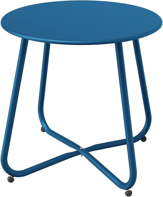 Grand patio Small Round Side Table Outdoor Side Table with Adjustable Feet 18-inch Modern End Accent Table for Patio Porch Peacock Blue