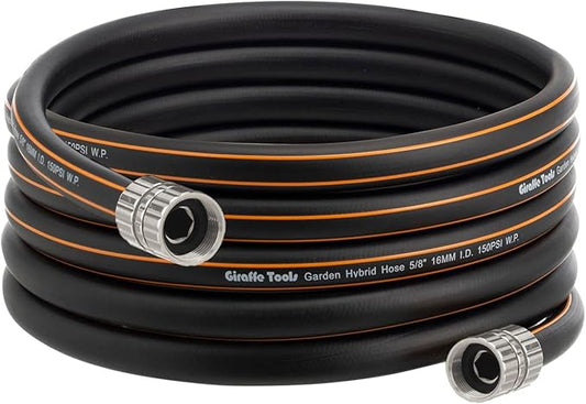 Giraffe Tools Garden Hose 5/8", Custom Length, Heavy Duty, No Kink, Flexible, Rubber Garden Hose, Leakproof Water Hose, 600 Burst PSI, 8ft Female to Female Hose