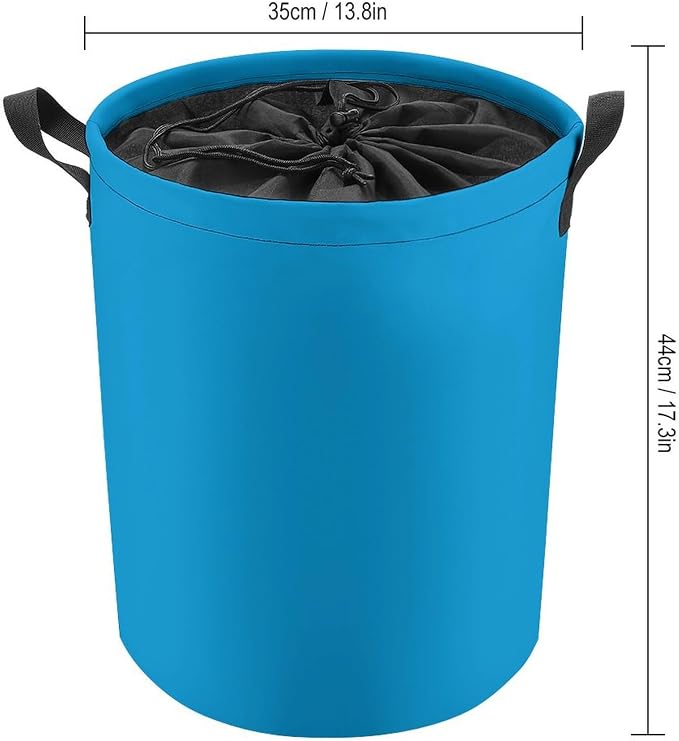 Large Laundry Hamper Bag, Sky Blue Trend Color Collapsible Laundry Basket with Drawstring Dirty Clothes Organizer Washing Bin for Family Essentials Storage