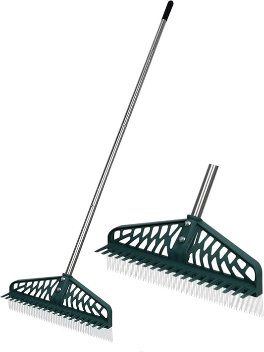 YEELOR Artificial Grass Rake Innovative Double Sided Turf Rake, 60-Inch Adjustable Handle for Cleaning and Fluffing Artificial Turf, Lawns, Carpets, Patios – Removes Leaves, Pet Hair & Debris