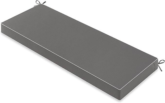 MIULEE Dark Grey Outdoor Bench Cushion 59x18x3 Inch Waterproof 3-Year Color Fastness Patio Furniture Cushions for Porch Swing, Garden Bench Sofa Couch with Adjustable Ties No Slip Design