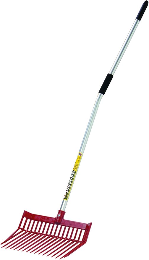 Little Giant DuraFork Pitch Fork (Red) Durable Polycarbonate Stable Fork with Angled Tines w/Ergonomic Handle (Item No. PDFERED)