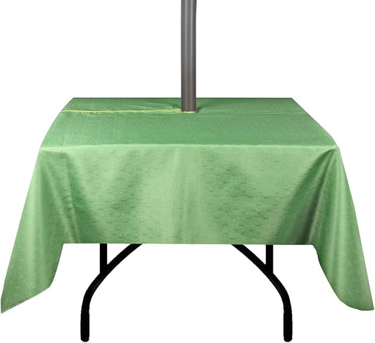 Outdoor Tablecloth Wrinkle-Free Stain Resistant Waterproof Polyester Fabric Table Cover with Zipper Umbrella Hole for Picnic/Party/Dinner/Garden(60×60inch Square,Zippered,Olive Green)