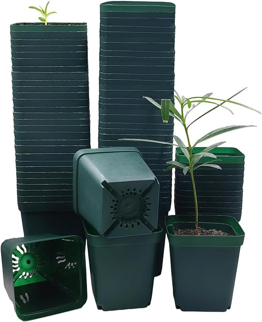 RooTrimmer Square Nursery Seedling Pot 3.5 Inches 90 Pcs, Small Nursery Pot Plastic Thick and Sturdy Seed Start Germination Pot for Plant Propagation and Seeding(Green,3.54 Inches, 90Pcs)