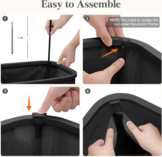 Lifewit Slim Laundry Basket with Lid and Removable Bag, 65L, Black | Collapsible Narrow Laundry Hamper, Skinny Washing Basket with Plastic Frame, Dirty Clothes Organiser for Laundry, RV, Dorm