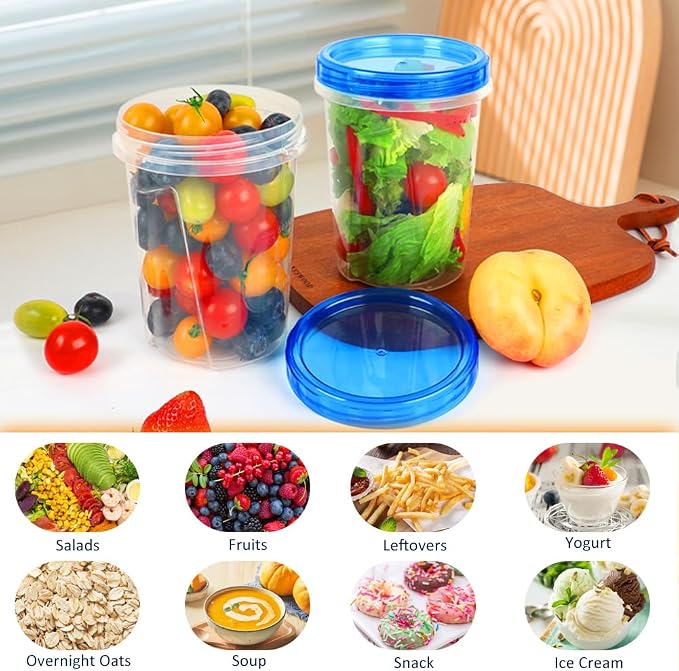 10 Pack 34oz Soup Freezer Storage Containers with Twist Lids for Meal Prep