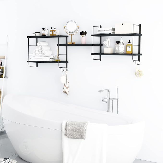 MXCSE Shelves on Wall, Floating Bookshelves, Shelves for Room Wall (Black) | Wall Shelves, Wall Mounted Bookshelves, Floating Shelves for Wall, Floating Shelves, Bedroom, Living Room