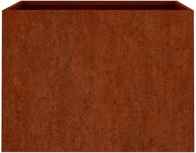 Corten Steel Planter Box with Decorative Inlays Medium Size 4 Pieces Rustic Finish for Outdoor Garden Plants and Balcony Decor