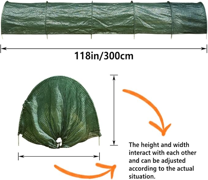 Garden Tunnel Shade Net Cover, Greenhouse Protection Mesh, Portable Row Covers for Plant Cover, Green Shade Protection Netting (Green)