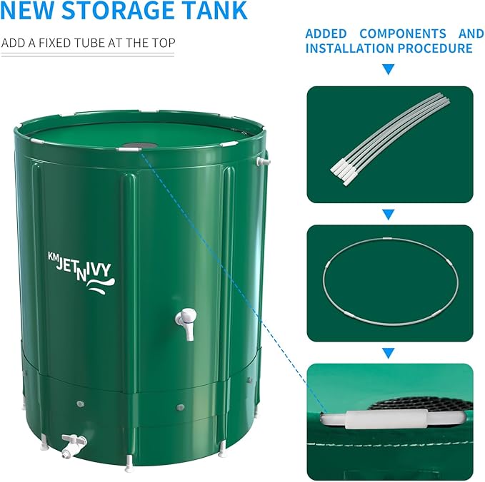 Rain Barrel Anti-Collapse Collapsible Rainwater Collection System,Portable Water Storage Tank,Garden Water Catcher (132G)