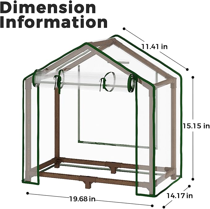Leaf&Lull Mini Greenhouse Indoor Desktop with Zippered Doors & Roll-up Windows Elevated Bottom Portable Plant Hot House with Durable PE Cover Ventilation Window for Seed Starting&Plant Growth