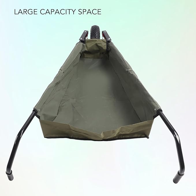 Collapsible Garden Wheelbarrow, Large Capacity Foldable Yard Cart with 10 Inch Pneumatic Wheels and Steel Frame, for Moving Grass Weeds Bark Soil, Collapsible Wheelbarrow