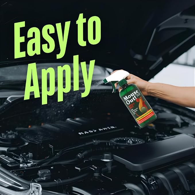 Mouse Out! All-Natural Rodent Repellent Spray, 16oz | Essential Oil Formula, Protects Car Wiring & Stops Mice, For Kitchens, Homes, RVs, and Garages, Safe for Pets & Kids