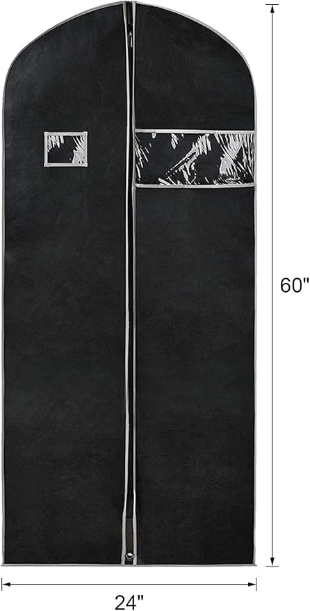 Syeeiex 60 Inch Dress Bags for Gowns, Set of 8, Dress Garment Bag, Black