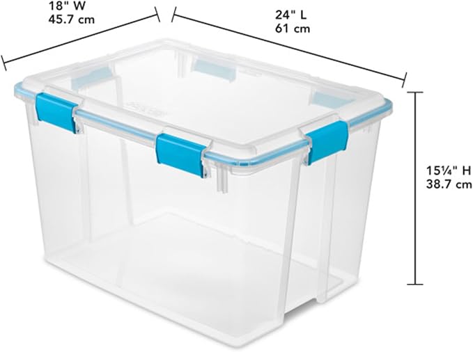 Sterilite Gasket Storage Box with Lids for Home & Office, 80 Quart, 4-Pack