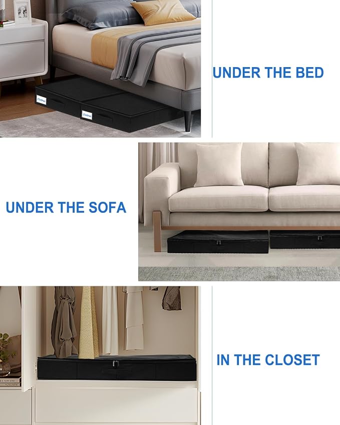 4.5-In Low Profile Under Bed Storage, Rigid Support, 2 Pack, Black