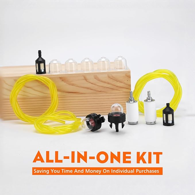 Hipa 12 Feet 3 Size Fuel Line Hose Primer Bulb Fuel Filter Kit for Weedeater Weed Wacker Trimmer Small Engine Chainsaw Blower Lawn Mower Parts Fuel Line 4-Feet-Long Each