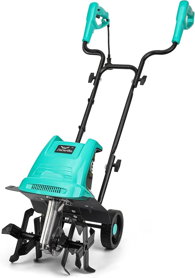 IncwBo Electric Rototiller Garden Tiller 12 Inch Tilling Width 8-Inch Electric Tiller 10.5 Amp Tiller Cultivator for Garden Yard