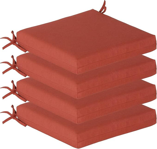 Sunbrella Outdoor Patio Chair Cushions Set of 4, Water-Resistant Stain-Resistant Weather Resistant Patio Seat Cushions Pad with Adjustable Straps,20"x20"x3.1",Sunbrella Canvas Henna