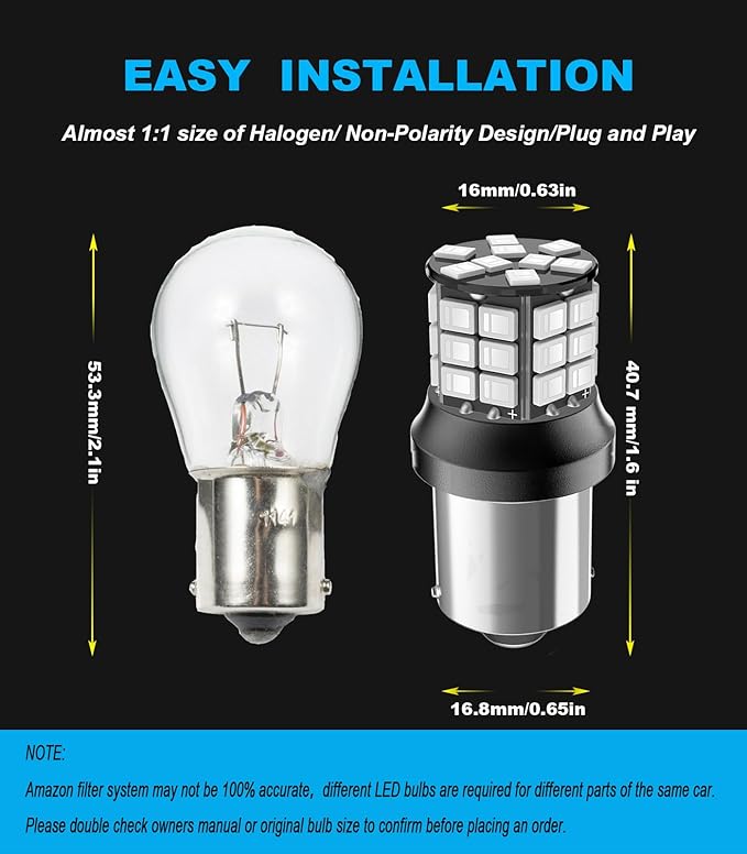 Serundo Auto 1156 Led Bulb, 12V 24V Super Bright 1141 1003 BA15S LED Bulbs Used for Back Up Reverse Lights, Tail Lights, RV lights,Lawn Mower etc. Pack of 2pcs Red
