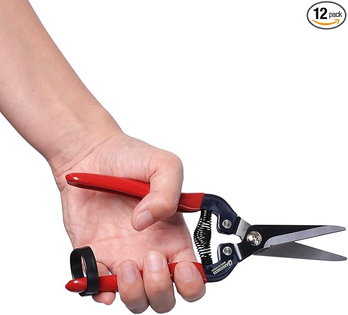 Gardeness 12 PCS Straight SK5 Steel Pruning Shear Garden Scissor Flower Leaf Trimmer Floral Fruits Picking Ultra Sharp Gardening Snips Bonsai Cutter Durable Effort-saving Clippers, Hand Pruners