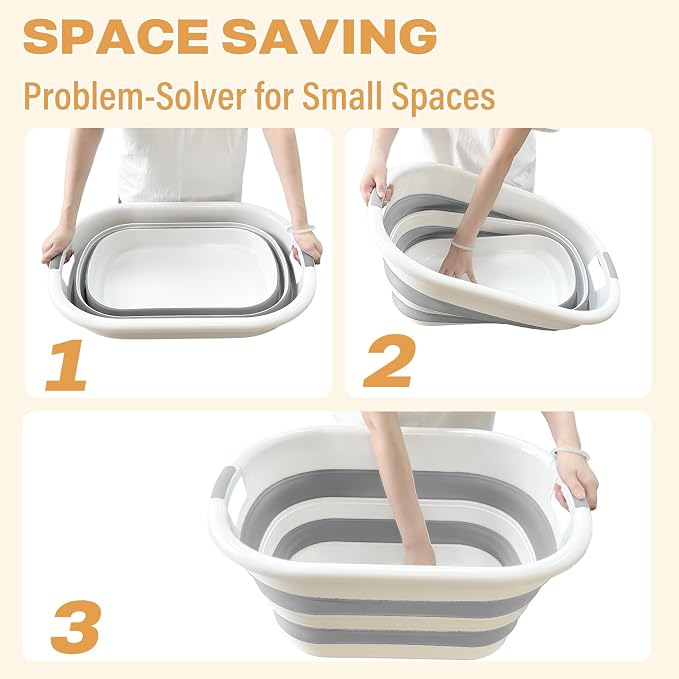 43L(11.5Gallon) Collapsible Laundry Baskets Plastic (Grey, 2 Packs) | Pop Up Laundry hamper/Storage Container, Foldable Laundry Basket with Large Capacity,Sturdy,Space Saver
