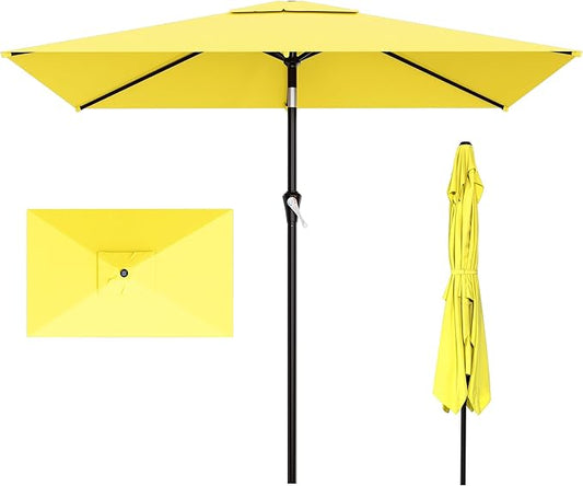 AreShark 6.5' x 10' Rectangular Patio Umbrellas for Outdoor, Outdoor Table Umbrella, Large Outdoor Patio Umbrellas with 6 Sturdy Ribs for Pool, Garden, Deck & Market (Yellow)