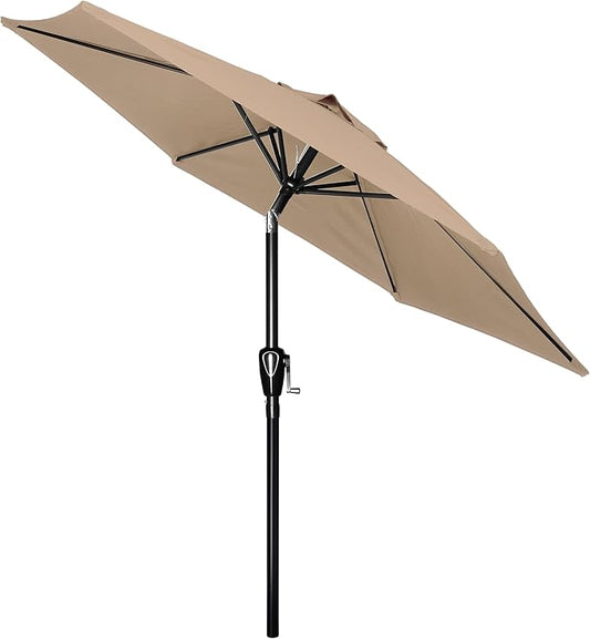 HealSmart 7.5ft Patio Umbrella with Push Button Tilt/Crank, Outdoor Table Market Yard Umbrella, 6 Sturdy Ribs for Garden, Deck, Backyard, Pool