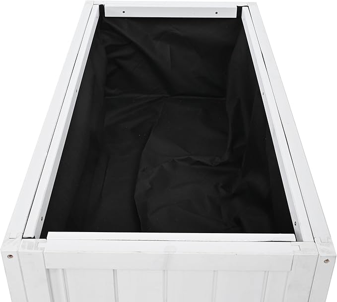 Merax 35.4''x17.7''x37.4'' Raised Garden Bed, Compact 2 Doors Garden Greenhouse with Wheels, Mini Wood Cold Frame Planter Box Stand for Backyard, Patio, Balcony w/Bed Liner,White