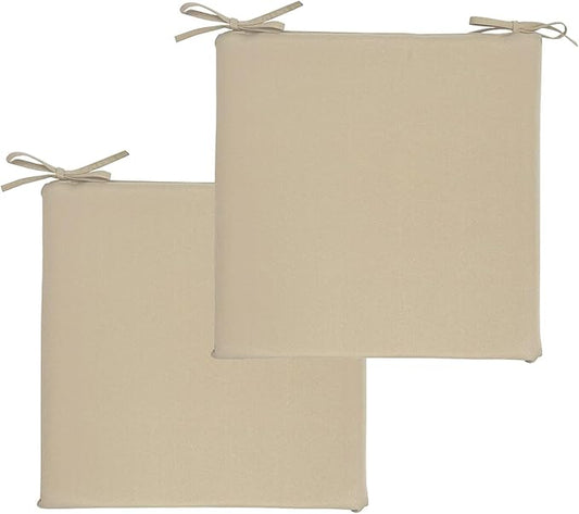 Outdoor Seat Cushions, Water-Resistant Stain-Resistant Weather Resistant Outdoor Chair Cushions Square Corner Patio Chair Cushions Set of 2, 18.5"x18.5"x2.7",Beige
