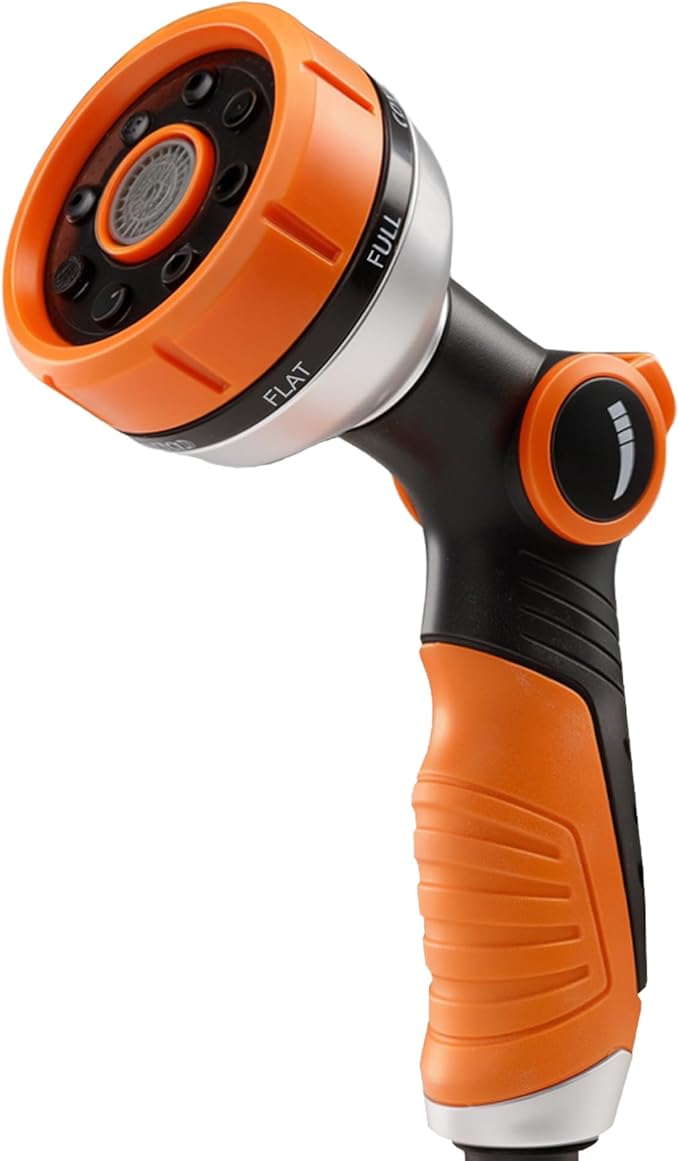 HERZO Garden Hose Nozzle, Water Spray Nozzle with 7 Adjustable Watering Patterns for Watering Plants & Lawn& Garden, Washing Cars, Cleaning, Showering Pets & Outdoor Fun