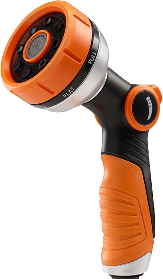 HERZO Garden Hose Nozzle, Water Spray Nozzle with 7 Adjustable Watering Patterns for Watering Plants & Lawn& Garden, Washing Cars, Cleaning, Showering Pets & Outdoor Fun