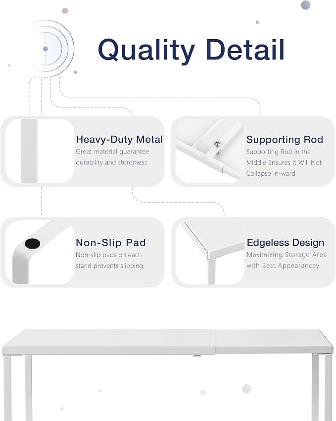 Nxconsu Expandable Cabinet Shelf, Shelf Riser for Cabinets, 11.8" White