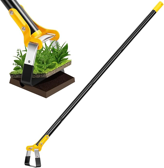 YUCEEN Hoe Garden Tool,Scuffle Garden Hoe for Weeding 30-60 Inch,Long Handle Heavy Duty Adjustable Hula Hoe,Gardening Stainless Steel Loop Stirrup Action Hoe
