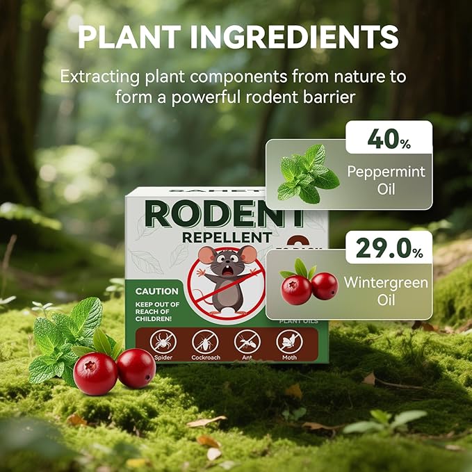 Rodent Repellent 34 Balls, Peppermint Oil Mouse Repellent Indoor & Outdoor Use, Natural Moth Balls for Rodent Mice Repellent for Home, Garage, Car, RV & Garden