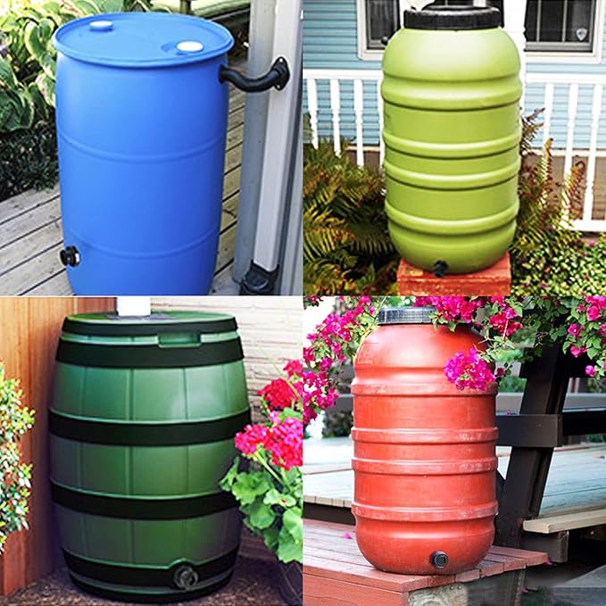 2 PCS Rain Barrel Bulkhead Fitting kit with Plugs and Hole Saw Tool, 3/4 Inch PVC Spigot Connector Kit for Rain Barrels Water Tanks Pools Aquariums Tubs (Bulkhead 3/4 Inch)